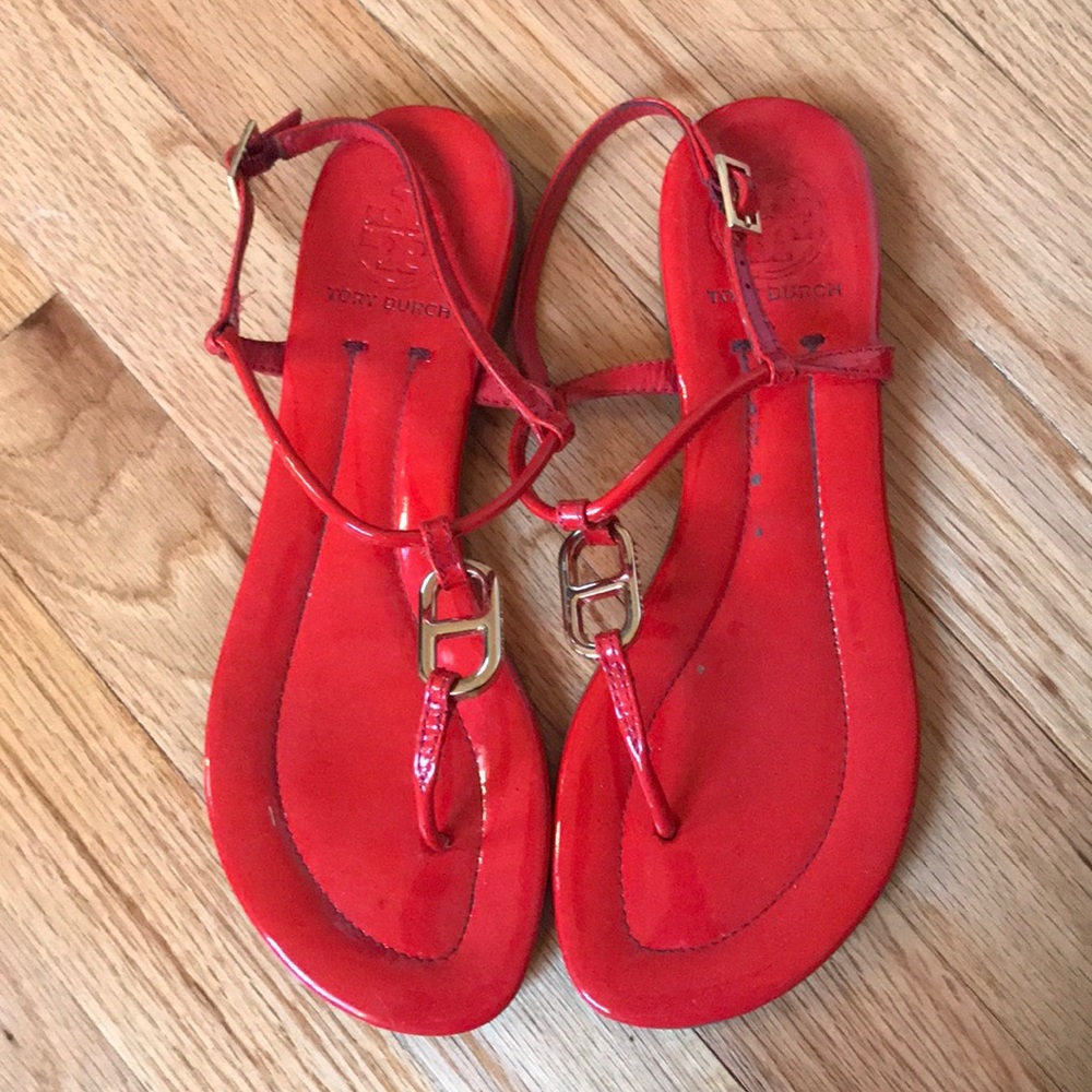 Tory Burch sandals sz 6.5 red patent leather